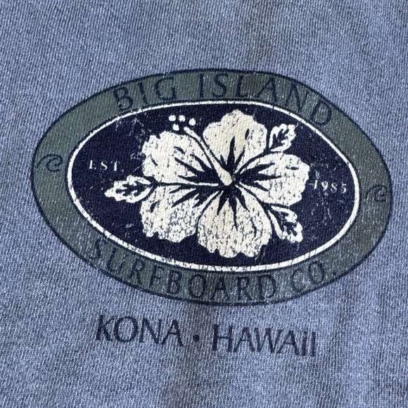 Vintage Y2K Sz M Kona Big Island Crewneck Sweatshirt Brushed Cotton Blue Hawaii - Picture 2 of 11
